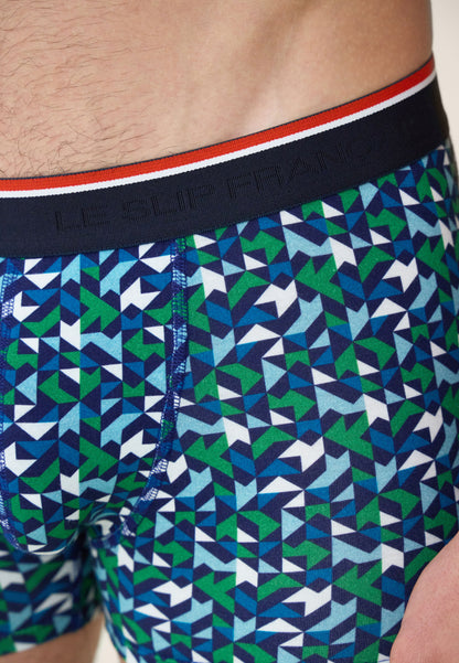 Indigo Mosaic Cotton Boxer Shorts - Marius Mosaïque Indigo
