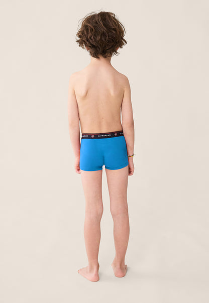Boxer enfant bleu en coton - Petit Joseph Bleu Fluo