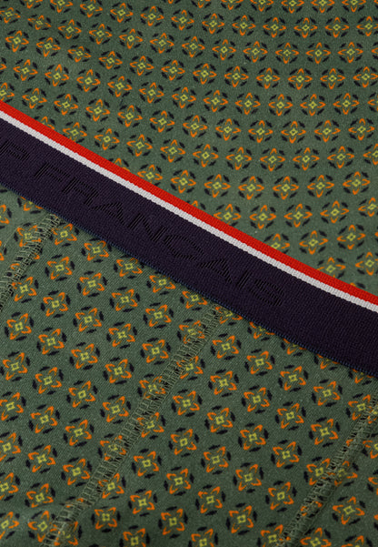 Green cotton boxer shorts with ornamental pattern - Marius Veronese Ornament