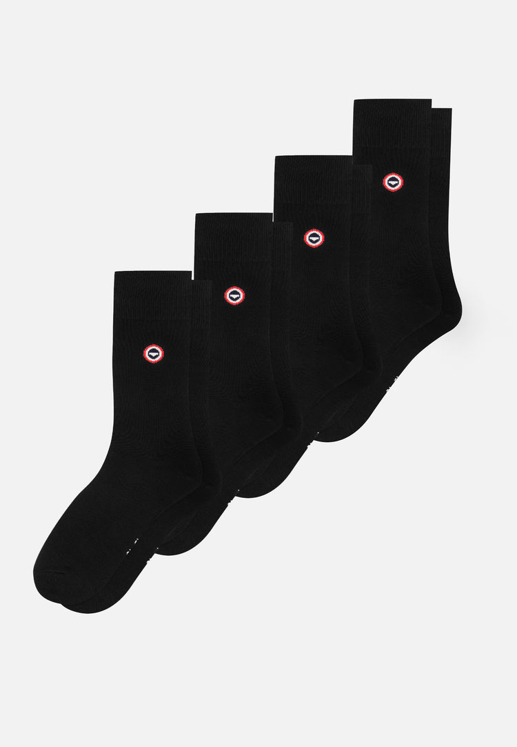 Lot de 4 chaussettes mi-hautes noir en coton - Chaussettes Noir - Le Slip Français - 1