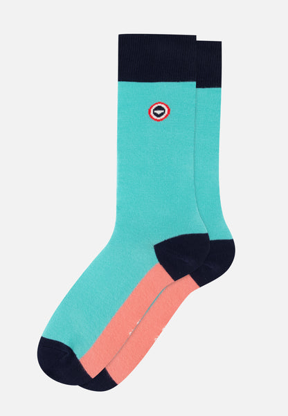 Mid-calf cotton socks - Lucas Bloc Mint Neon Pink
