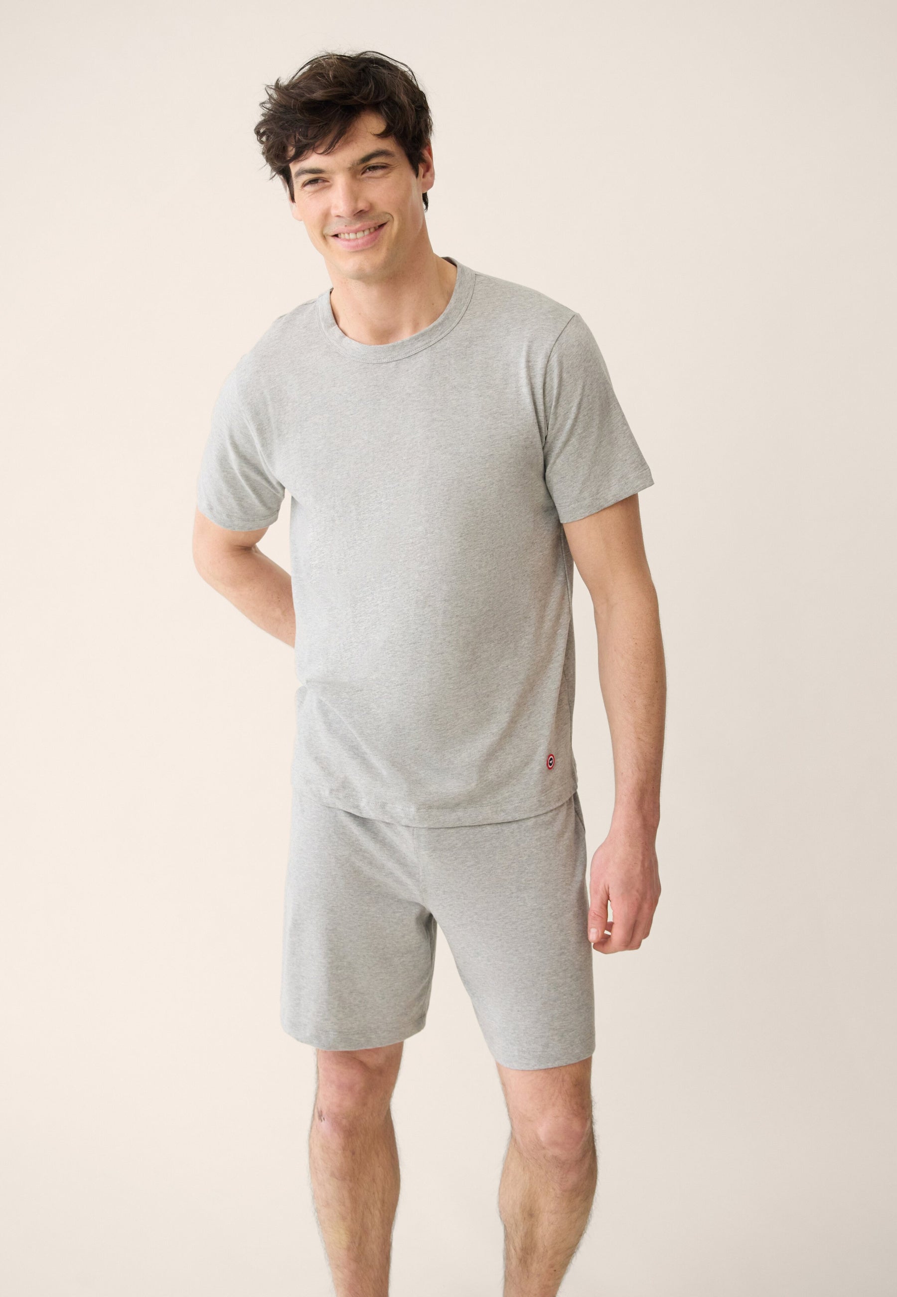 Lot de 2 T-shirts manches courtes noir et gris en coton - T-Shirts Manches Courtes Formidable Noir Gris Chiné