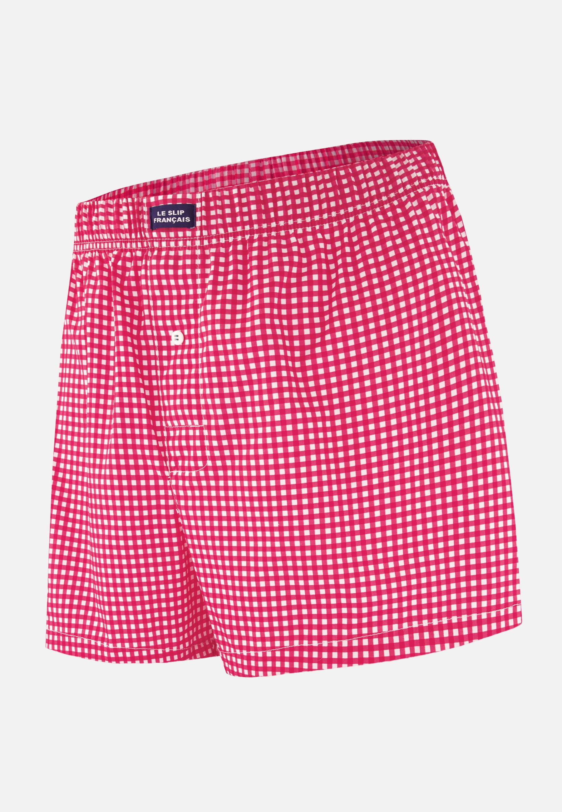 Caleçon à carreaux rose en coton - Jacques Vichy Rose Cerise