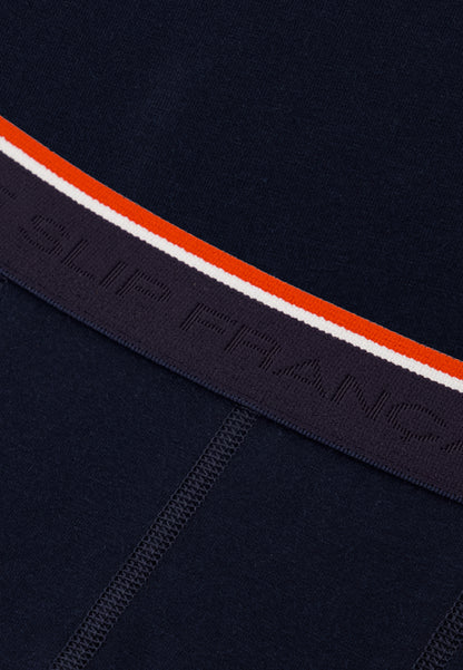 Lot de 3 boxers long en coton - Boxers long Marinière Marine Vert Sapin