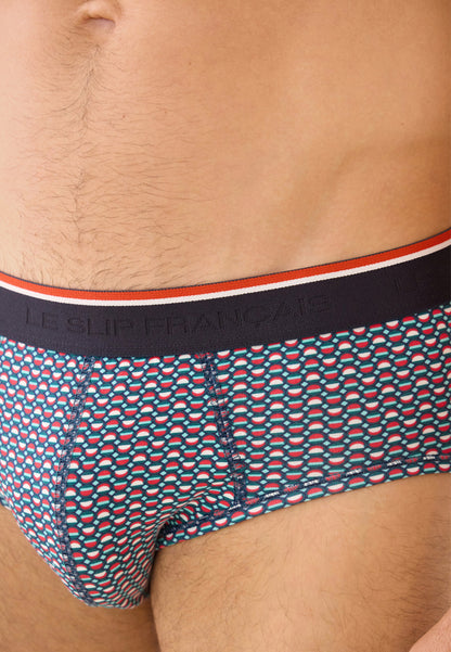 Lot de 2 slips en coton - Slips Marine Cercle Vert d'eau