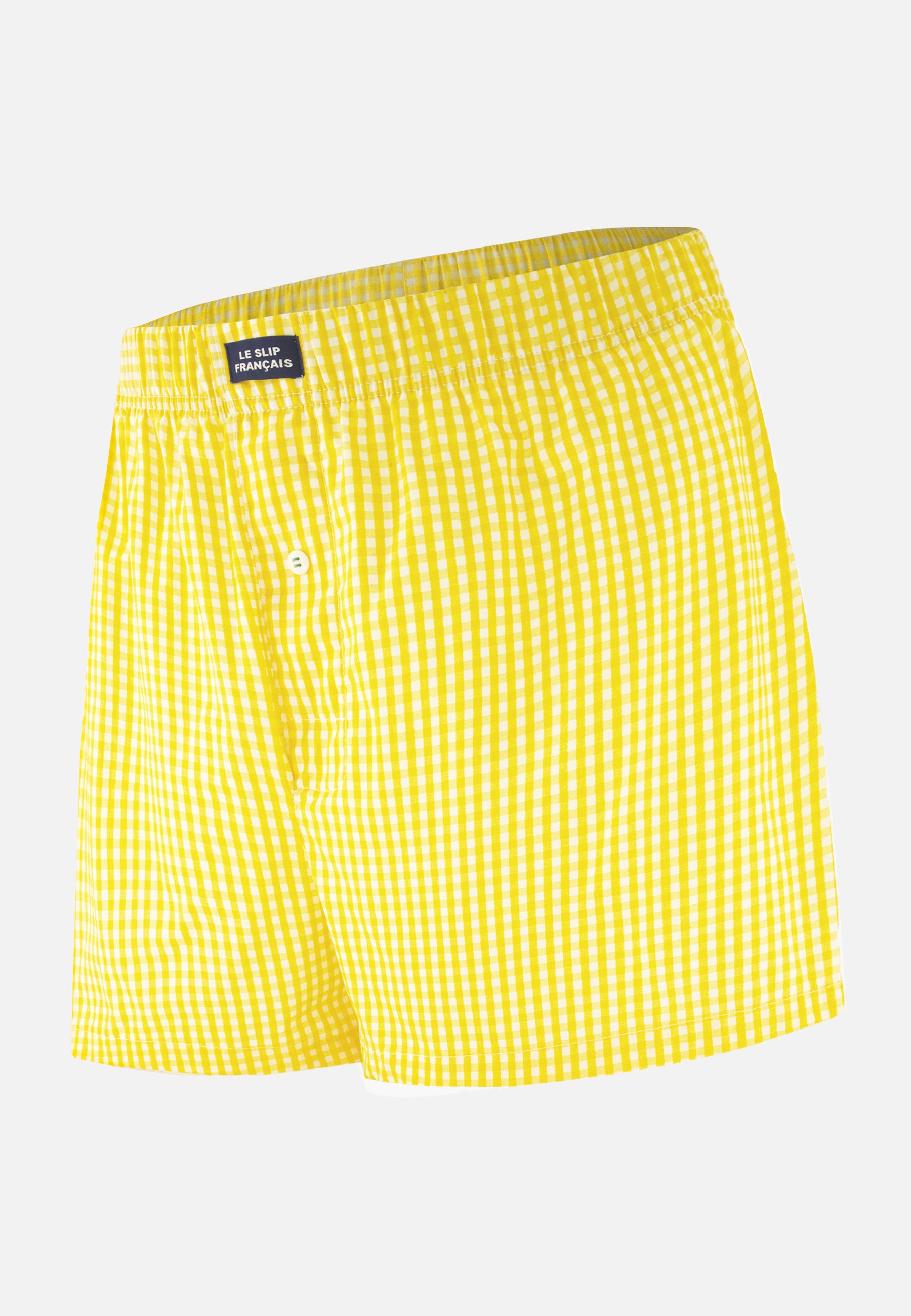 Caleçon à carreaux jaune en coton - Jacques Vichy Jaune Citron