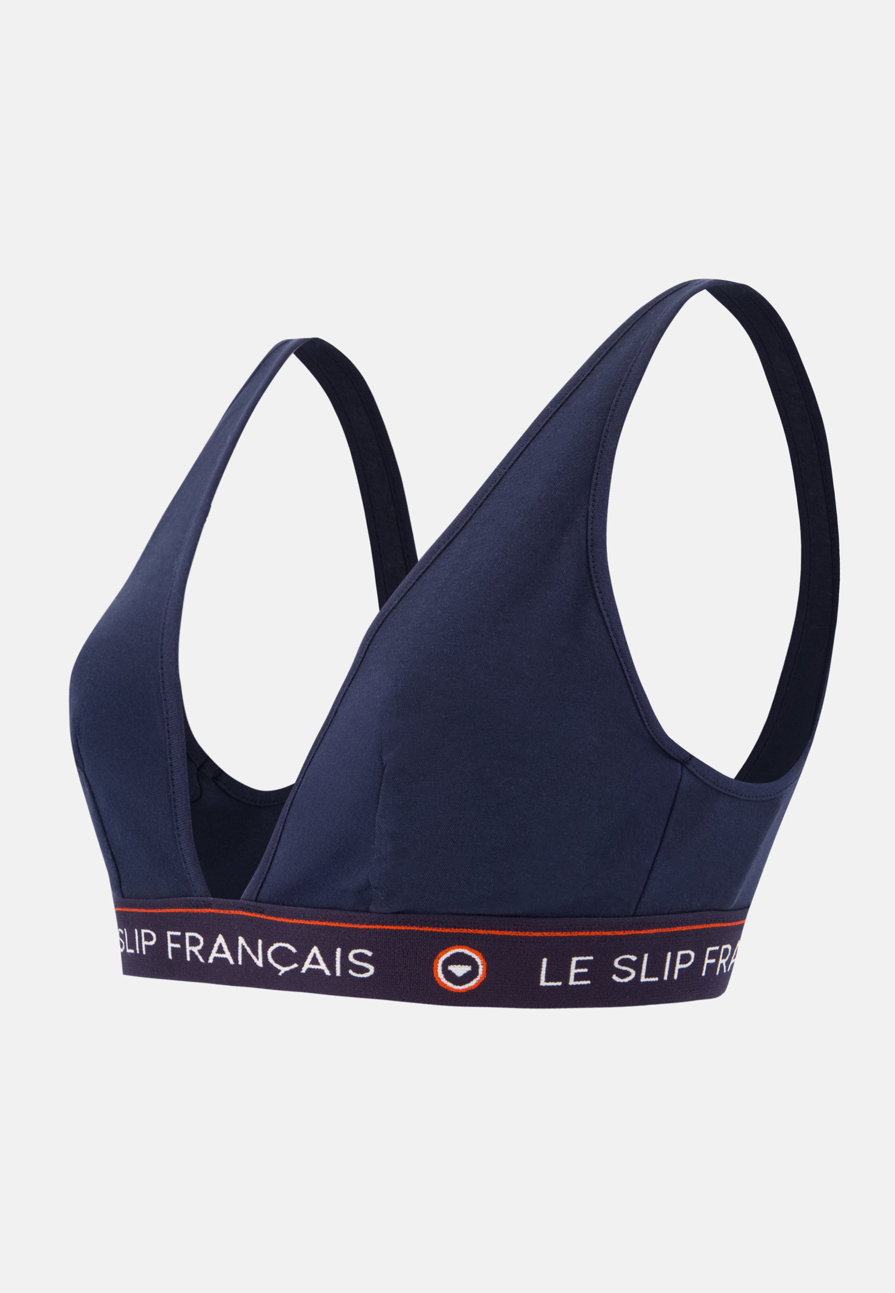 Navy blue cotton triangle bra without underwire - Seduisante Marine