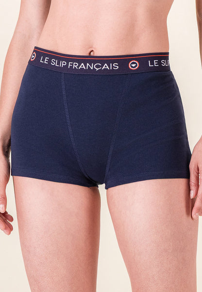 Culotte boxer femme marine en coton - Fougueuse Marine