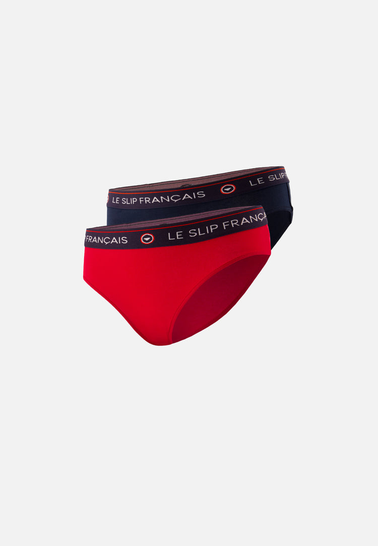 Lot de 2 culottes en coton - Duo de Culotte Rieuse Marine Rouge Cerise - Le Slip Français - 1