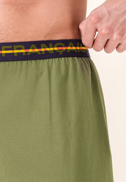 Green cotton short pyjama bottoms - Invincible Khaki Veronese