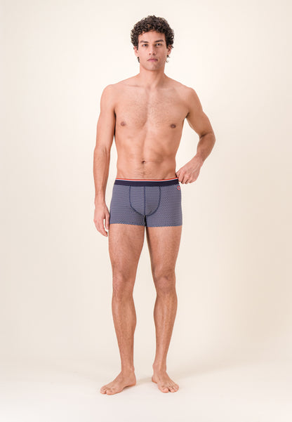 Blue striped cotton boxer shorts - Marius Chevron