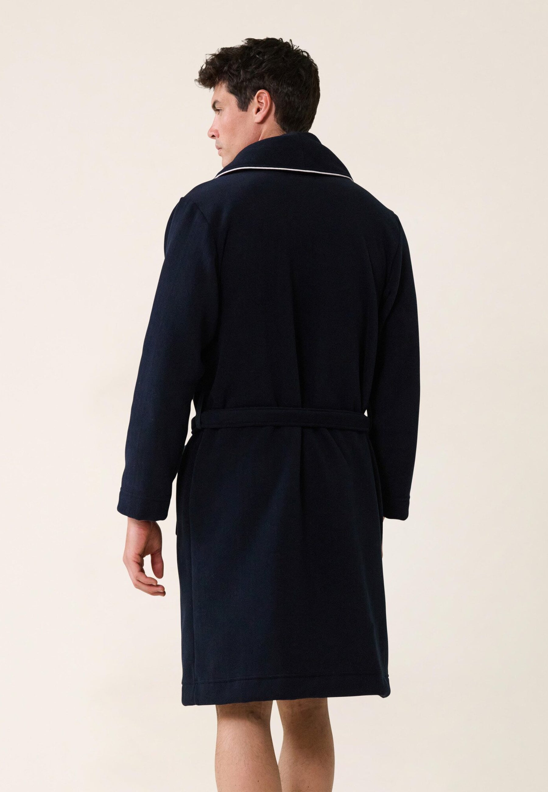 Robe de chambre chaude homme bleu marine avec col châle - Devy Marine