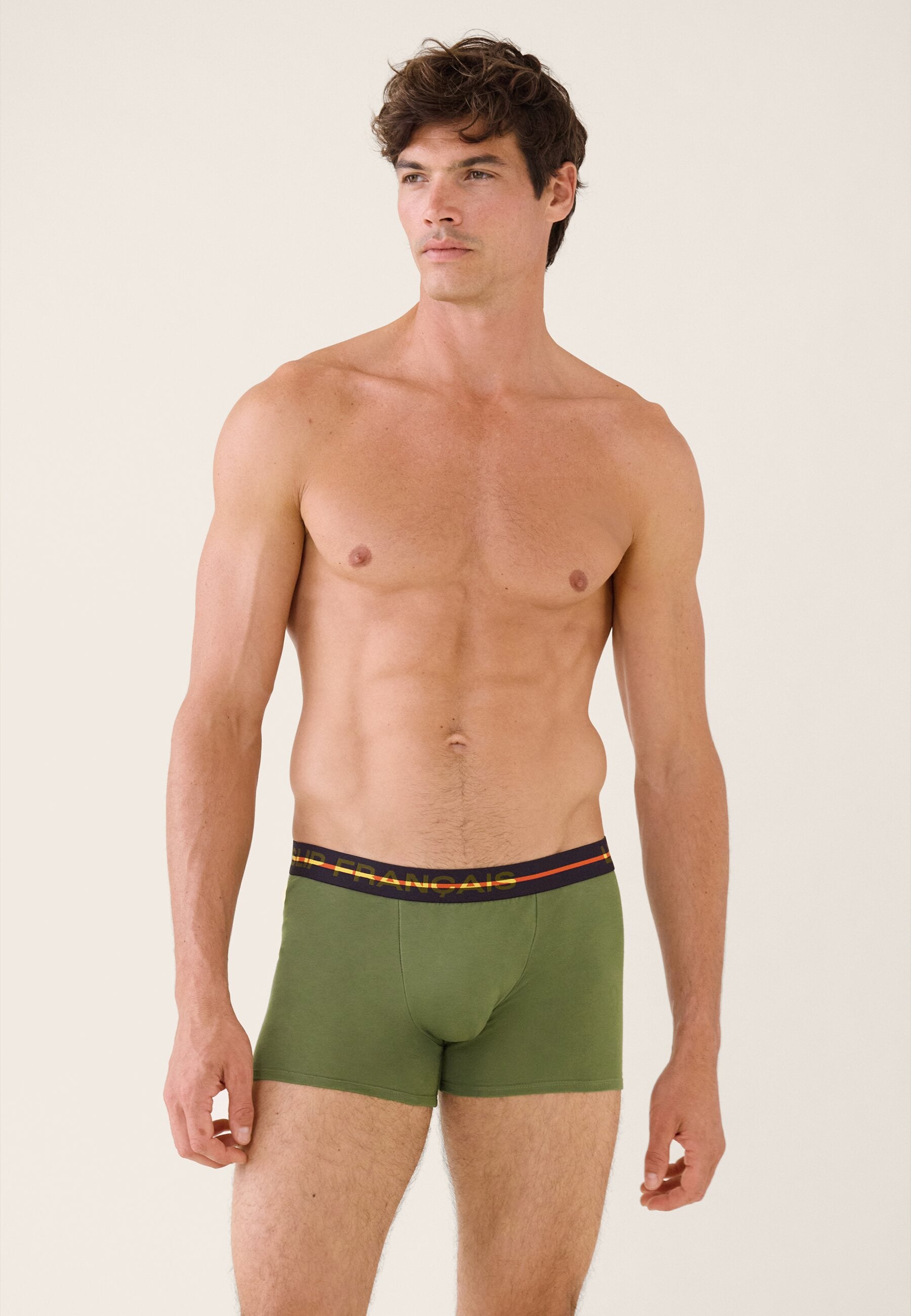 Lot de 7 boxers en coton - Boxers Gris Chiné Marine Orange Blanc Noir Kaki Veronese Jaune Citron