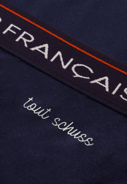 Boxer bleu marine en coton - Redoutable Marine Brodé Tout Schuss