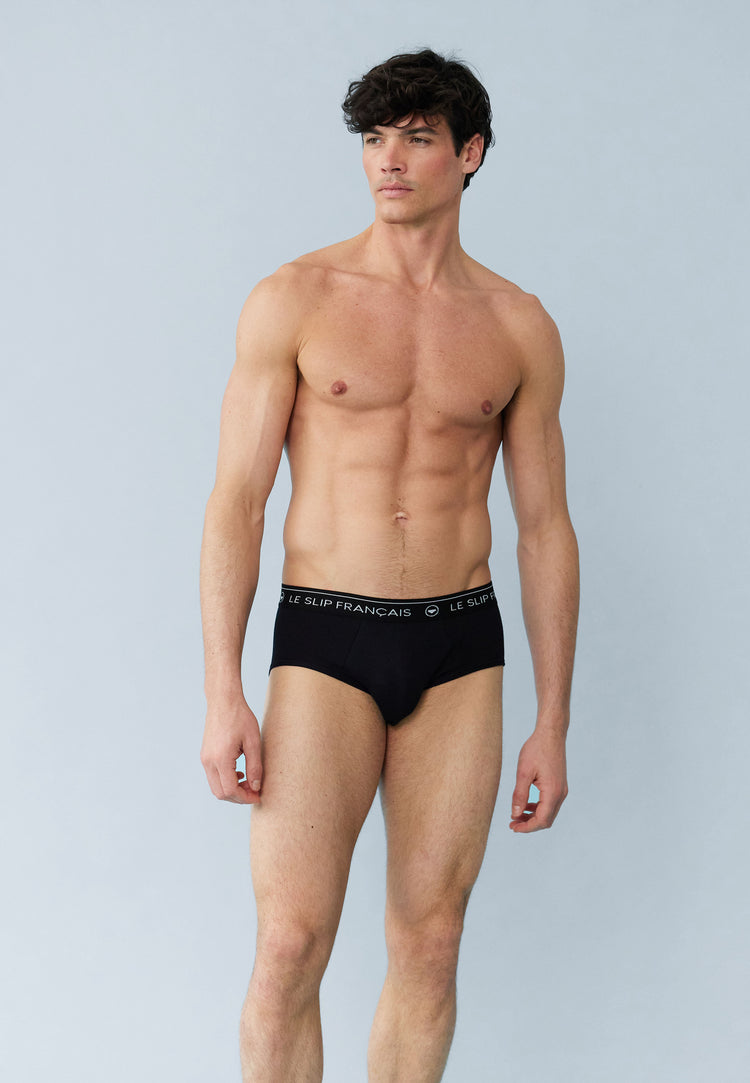 Pack 6 Intrepid Briefs Black White Navy Cherry Red Heather Gray Jean Blue - Le Slip Français - 12