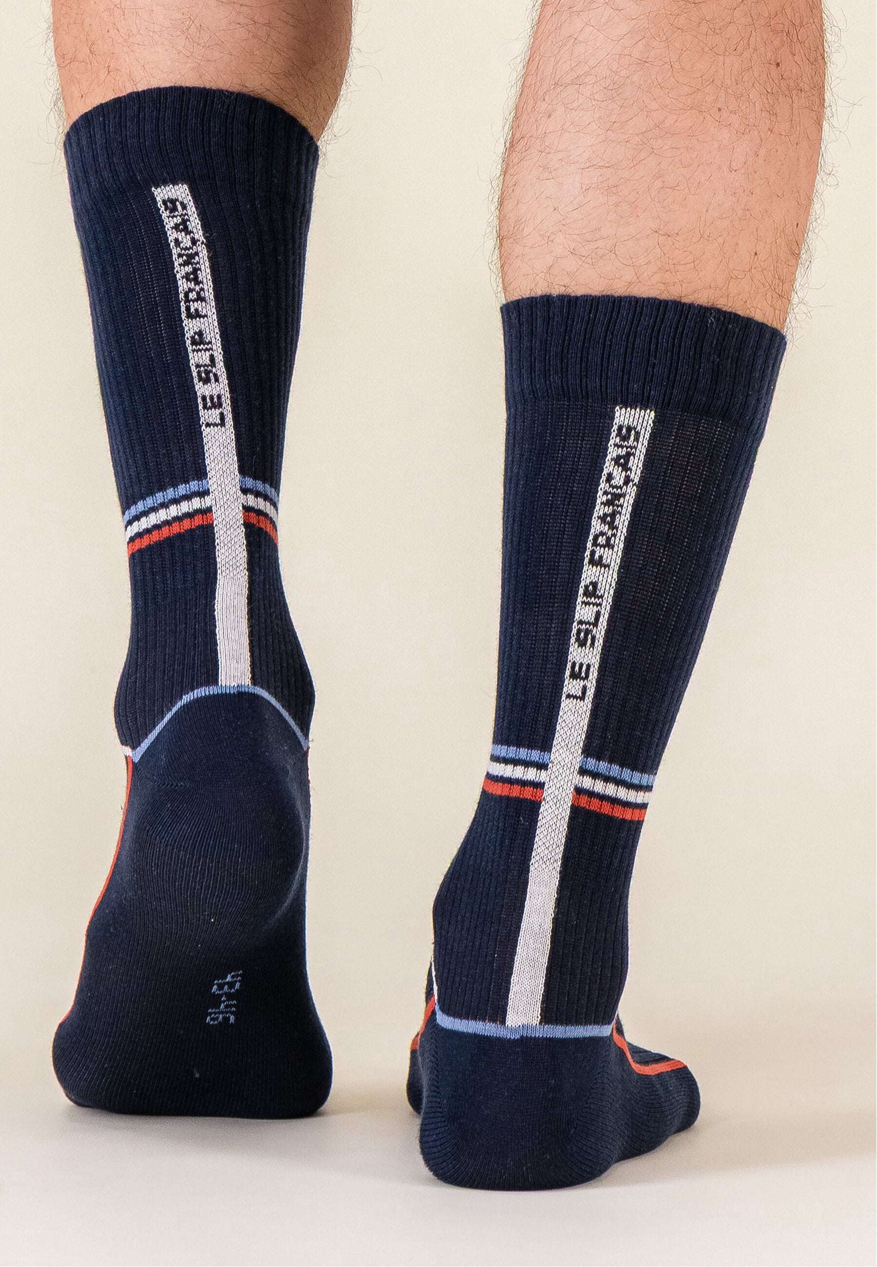 Lot de 2 chaussettes mi-hautes en coton - Chaussettes Mondrian Bleu Jean Brique Laser Marine Brique