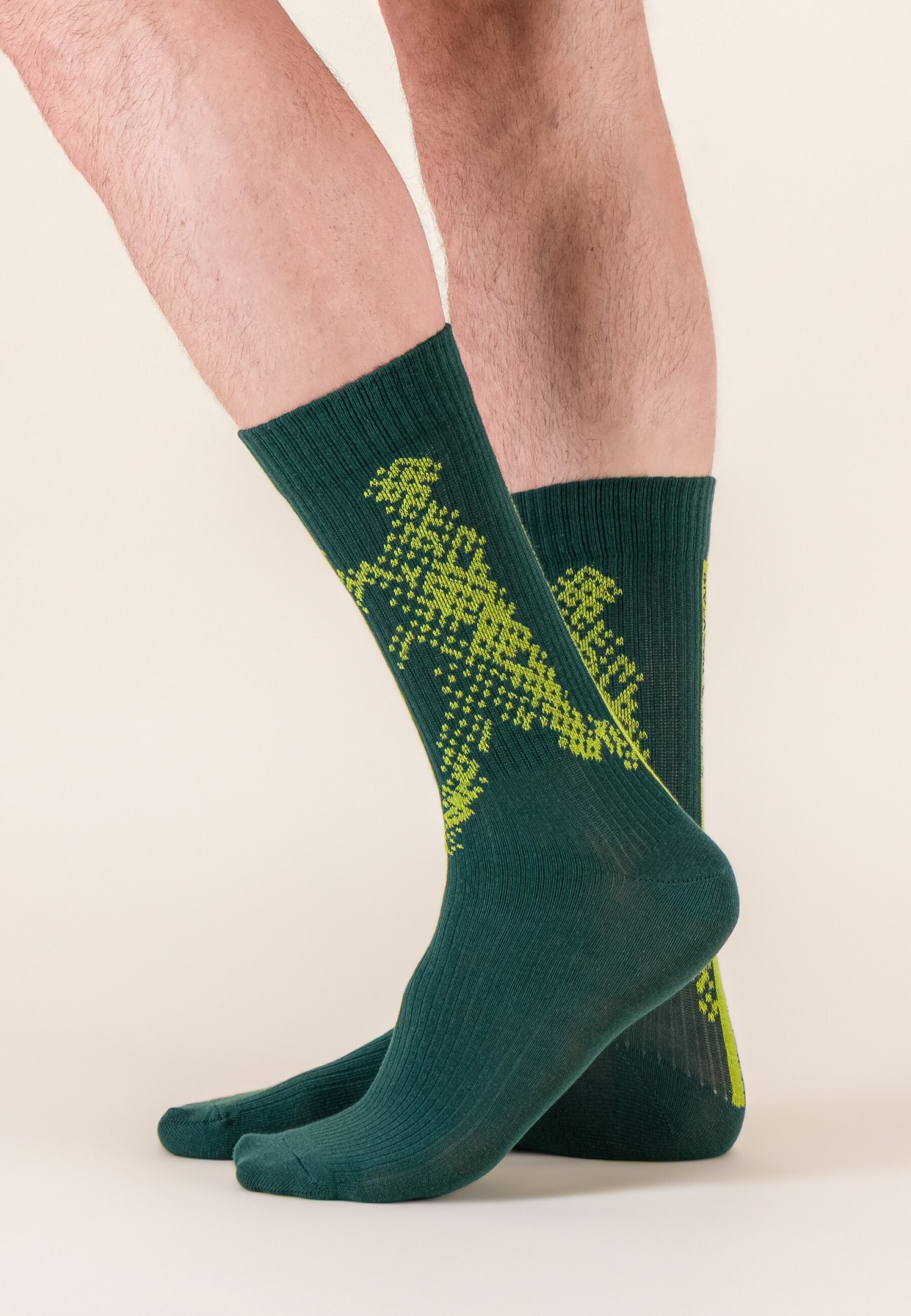 Lot de 2 chaussettes mi-hautes en coton - Chaussettes Blanc Laser Jaune Anis Joueur Vert Forêt Jaune Anis