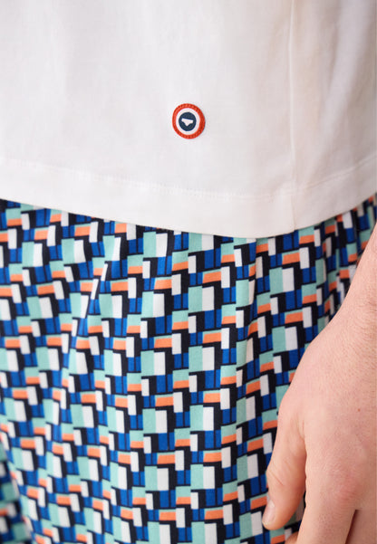 Ensemble pyjama haut et short en coton - Pyjama haut manches courtes formidable Blanc et bas de pyjama fredy Corbusier