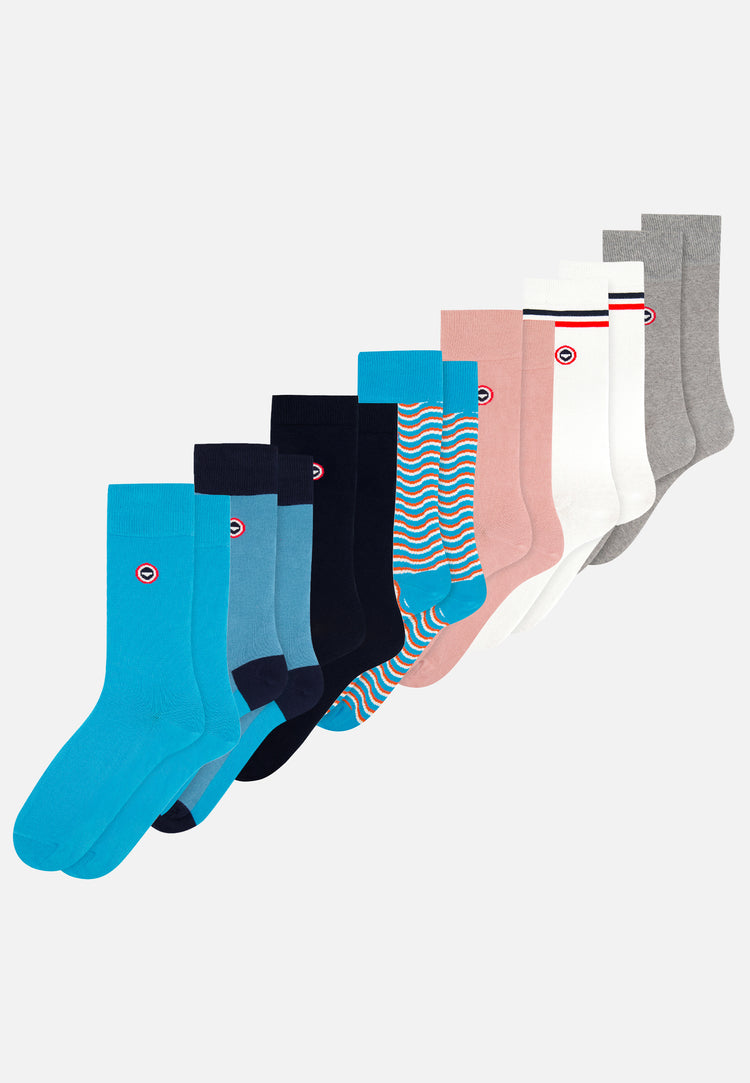 Pack Semainier Lucas Marine Gris Bleu Blanc Rose - Le Slip Français - 1