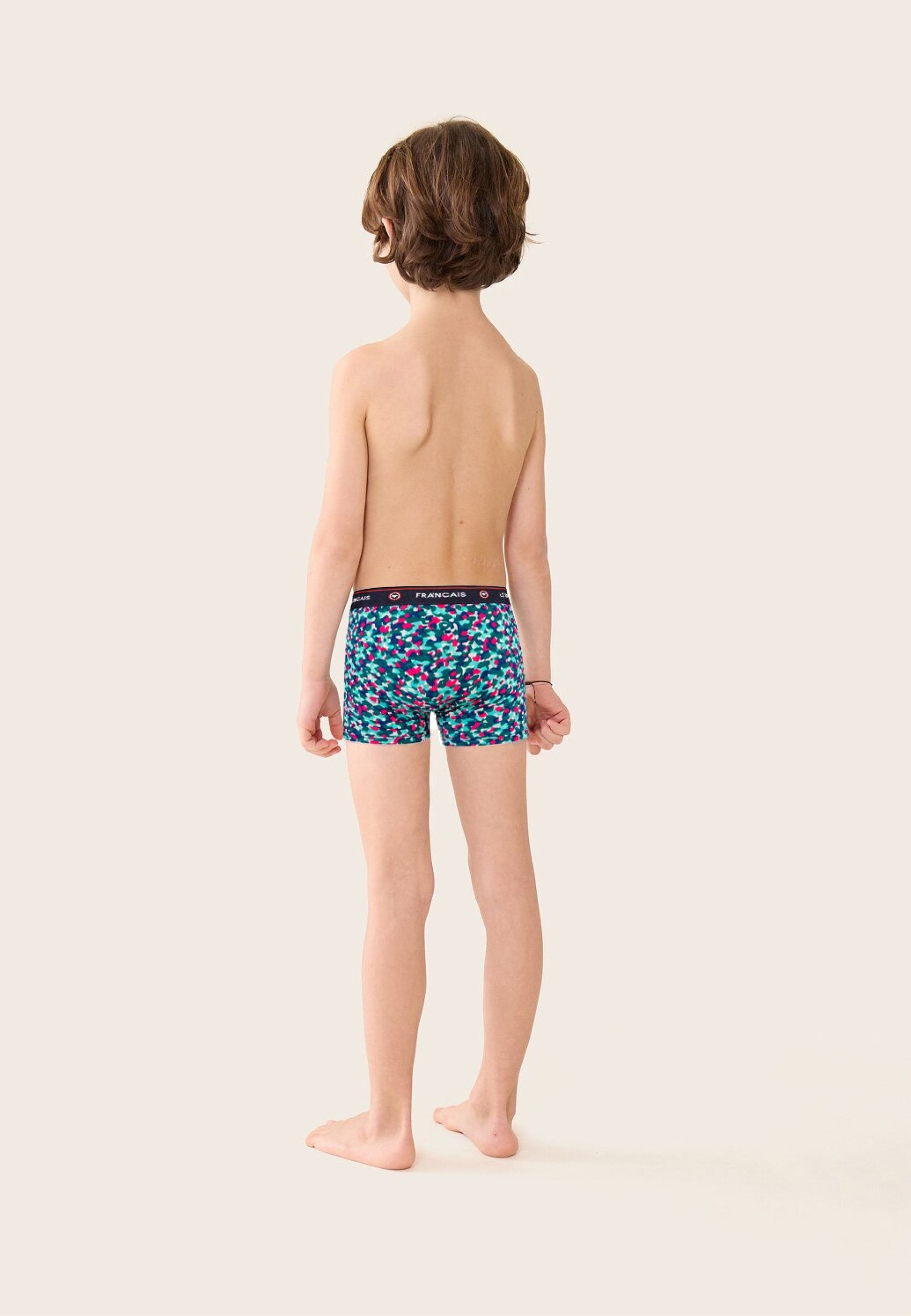 Boxer enfant vert à motif confetti en coton - Petit Joseph Confetti Vert D'Eau