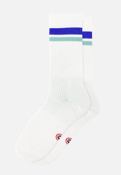 Chaussettes de sport mi-hautes rayées bleu et vert - Wilfried Horizontal Bleu Nautique Vert Azur