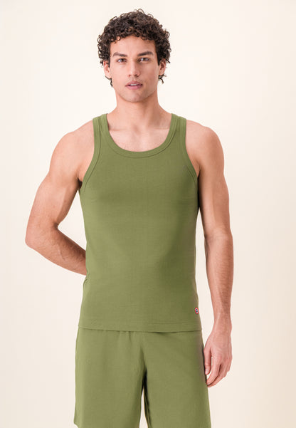 Pack of 2 Cotton Tank Tops - Fulminant Khaki Veronese Heather Grey Tank Tops