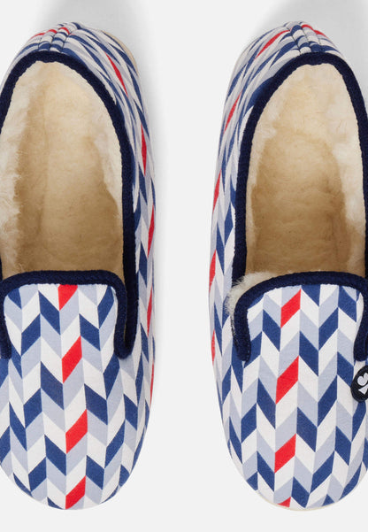 Chaussons d'intérieur en laine - Pantoufles Chevron Bleu Blanc Rouge