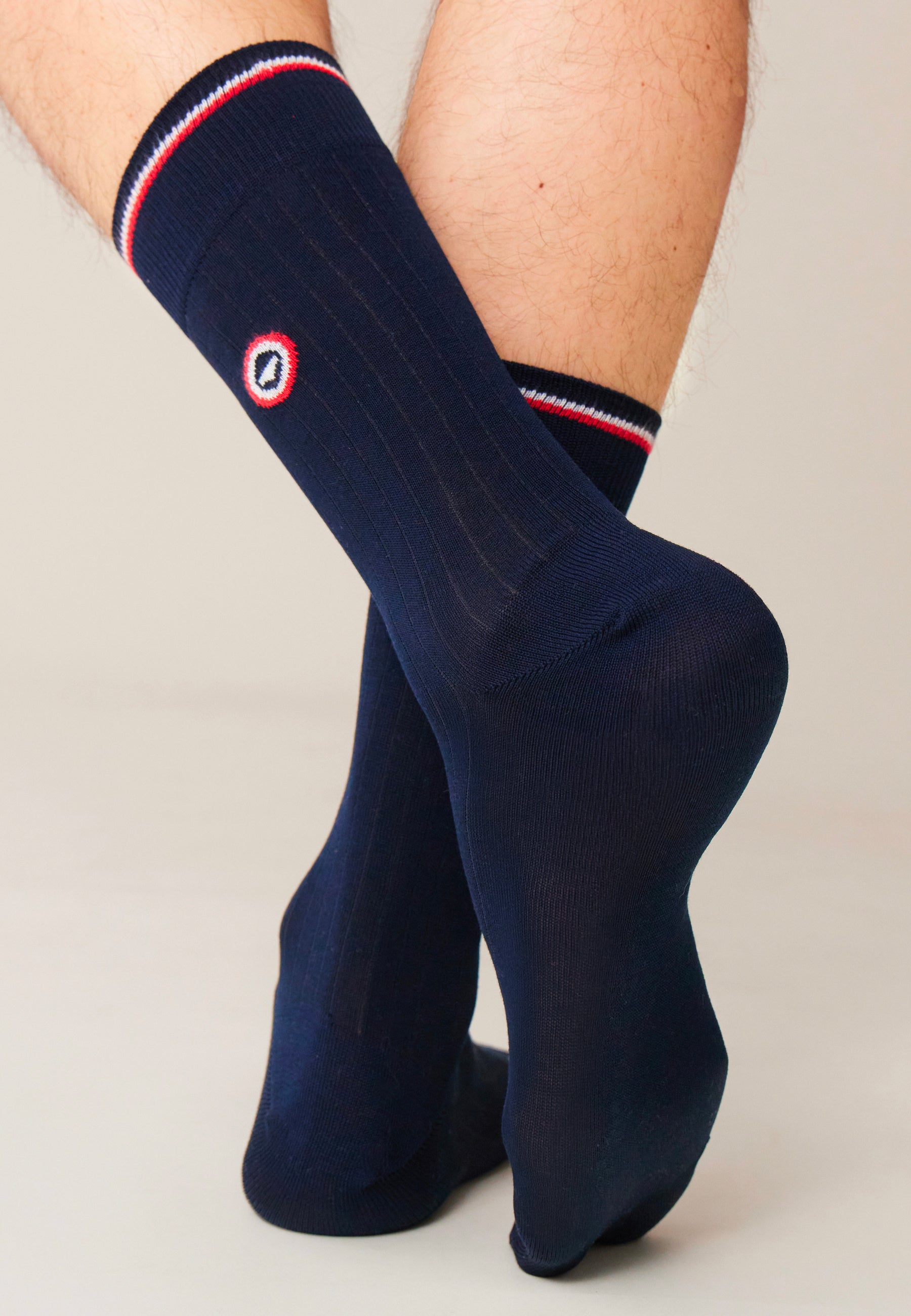 Lot de 2 chaussettes mi-hautes en fil d'Écosse - Chaussettes Marine Bleu Acier