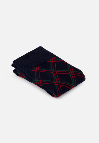 Chaussettes mi-hautes vert sapin à carreaux fantaisie - Lucas Carreaux Vert Sapin
