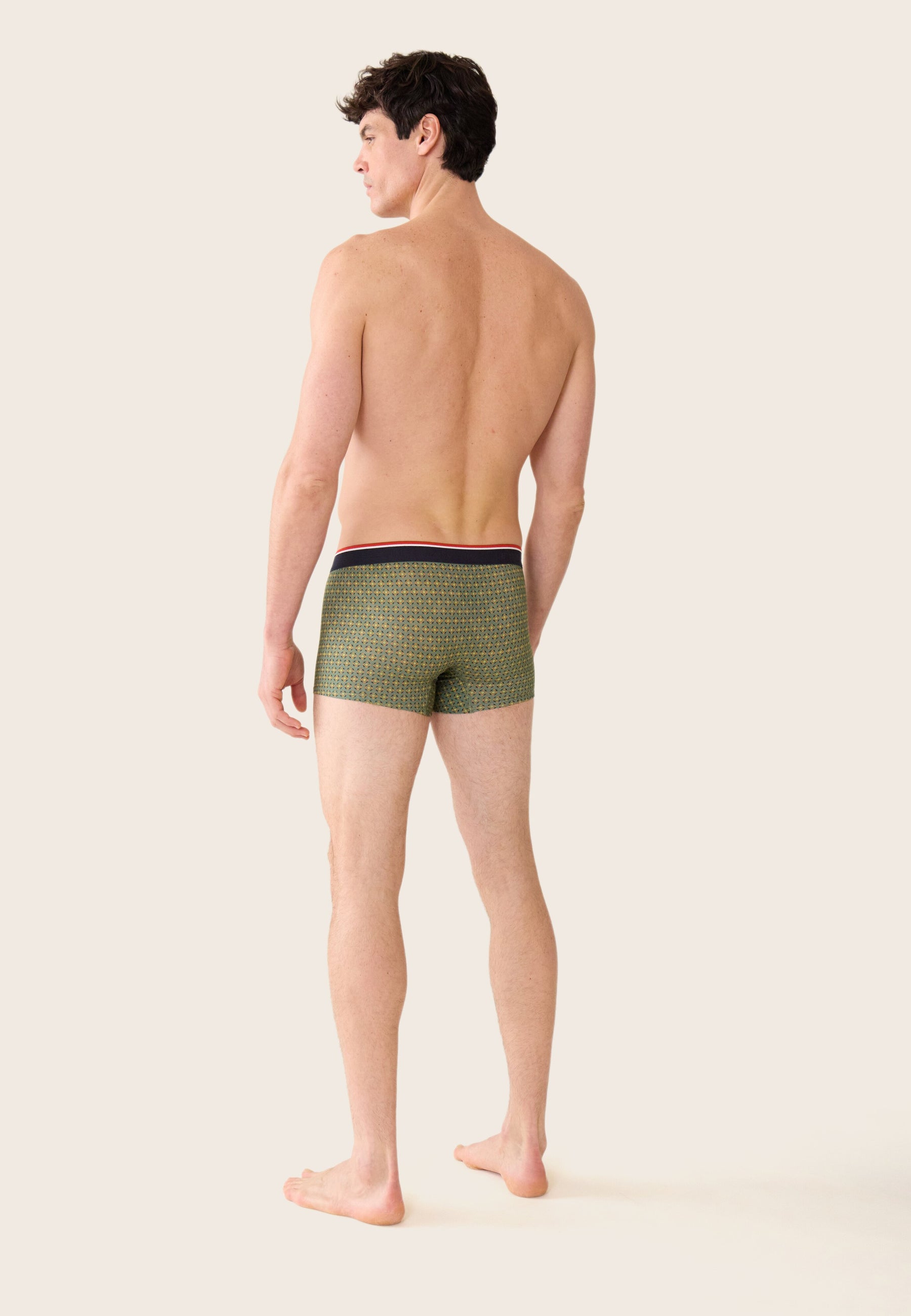 Boxer vert à motif ornement en coton - Marius Ornement Veronese