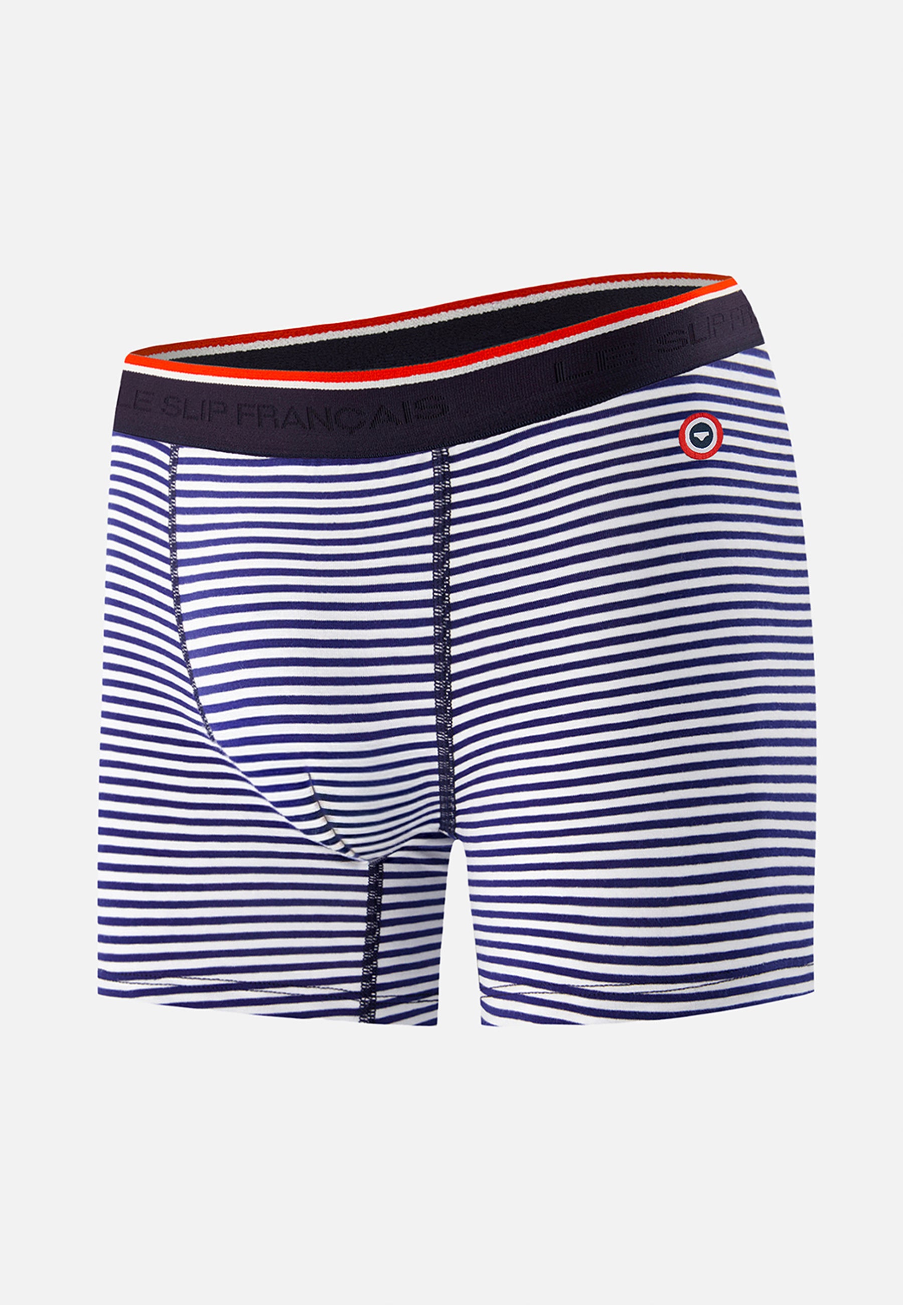 Boxer long marinière bleu en coton - Michel Mariniere