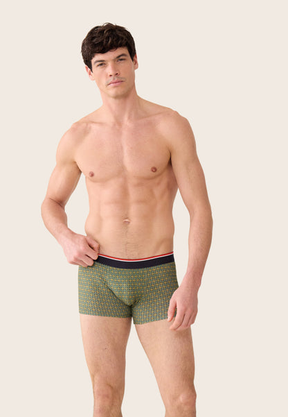 Green cotton boxer shorts with ornamental pattern - Marius Veronese Ornament
