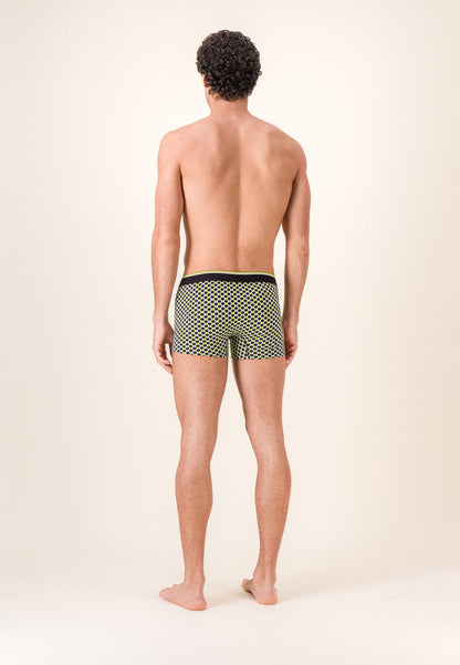 Boxer à motif raquettes jaune anis en coton - Marius Raquettes Jaune Anis