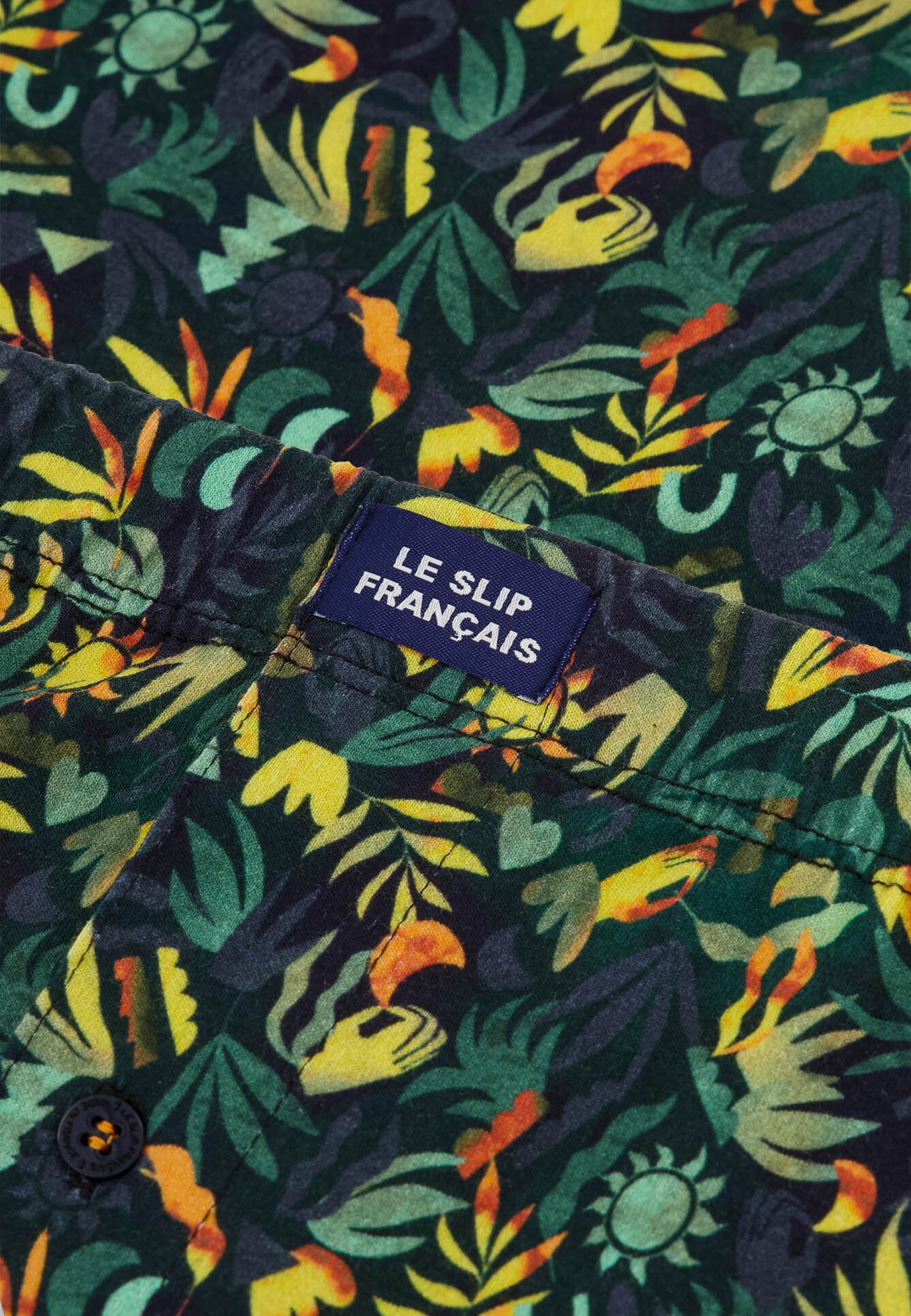 Caleçon vert à motif jungle en jersey de coton - Fredo Jungle Kaki Veronese