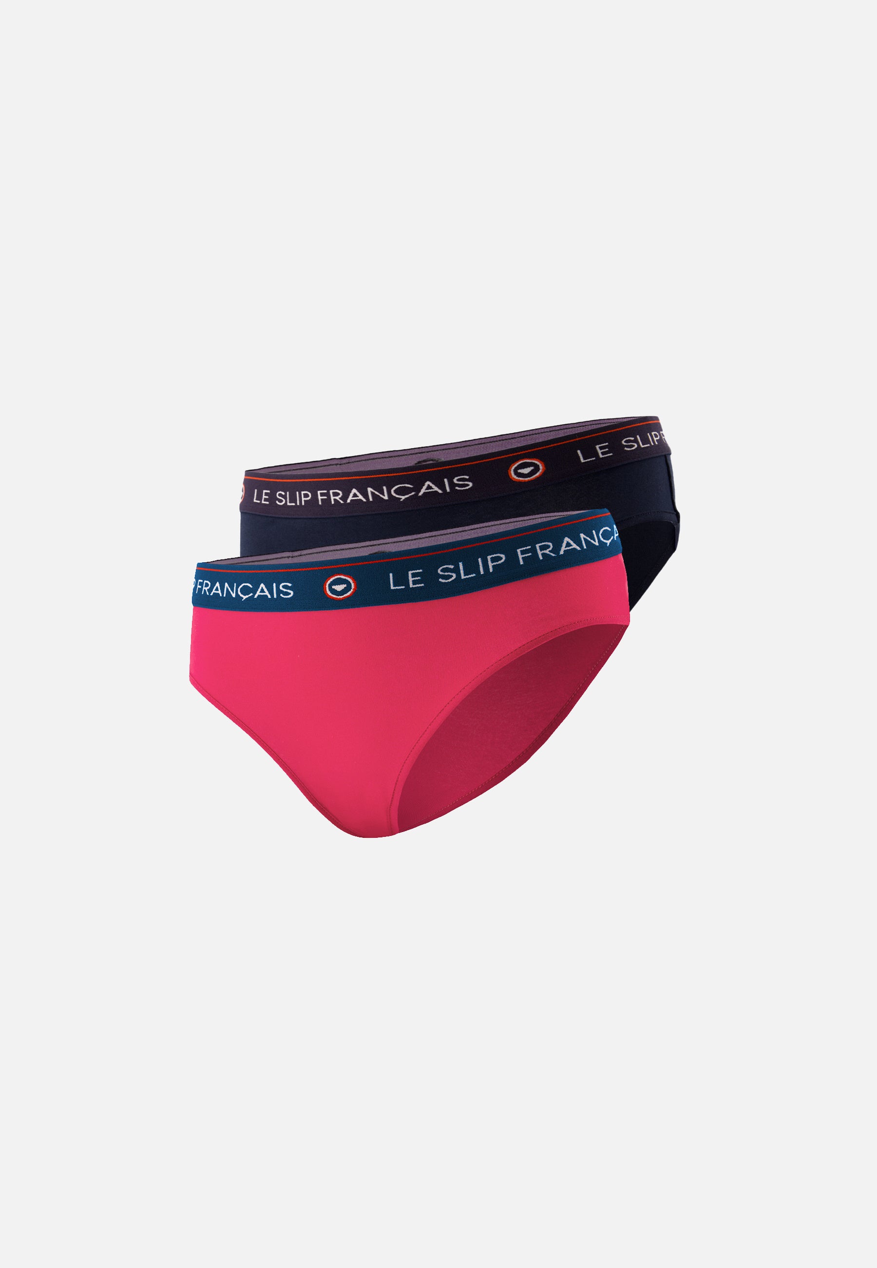 Set of 2 cotton panties - Cherry Pink and Navy Blue