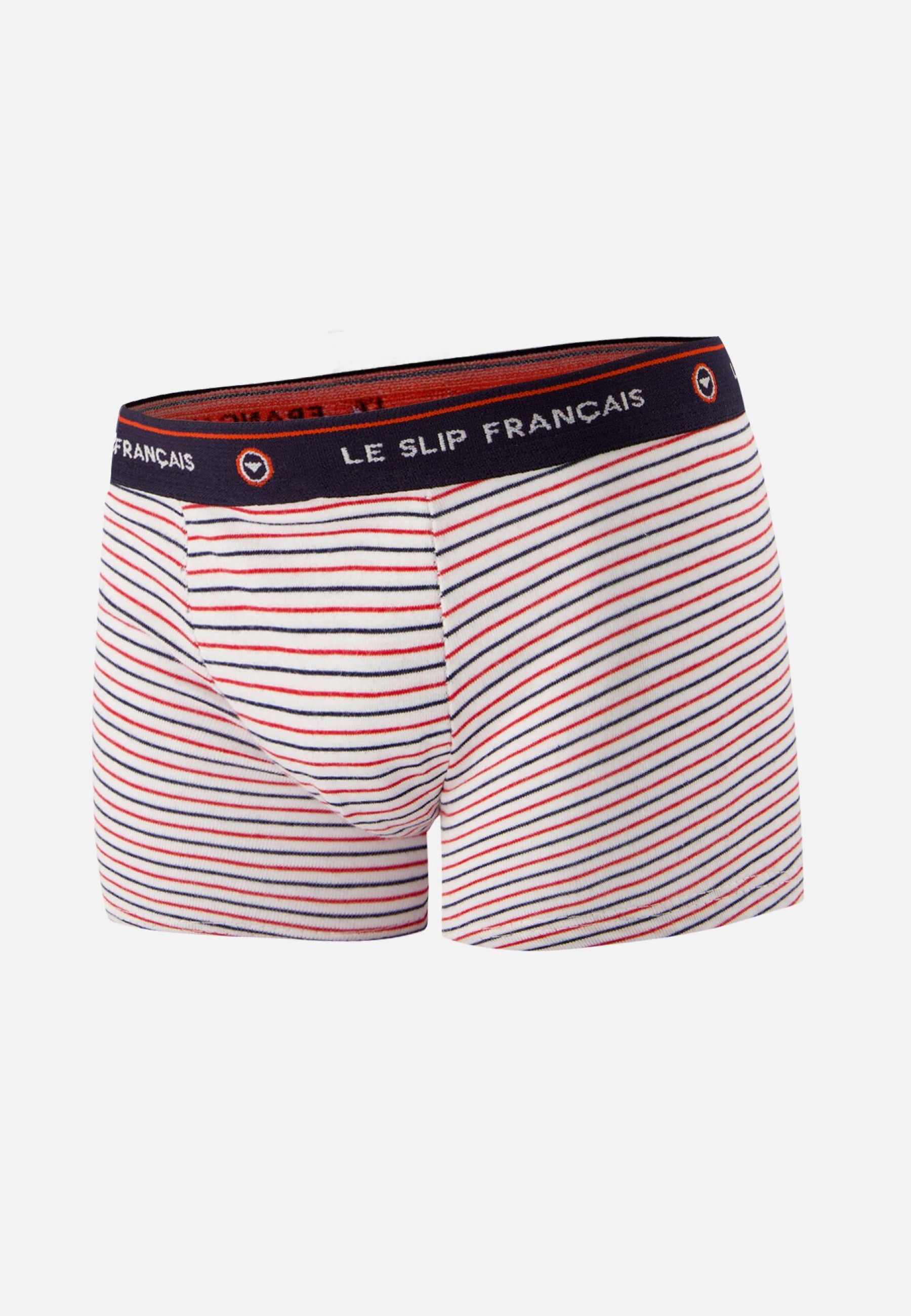 Boxer enfant à rayures bleu blanc rouge en coton - Petit Joseph Rayures