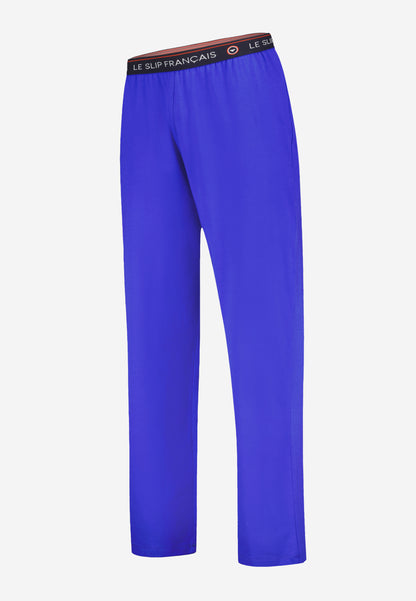Men's long blue cotton pajama bottoms - Indomitable Dazzling Blue