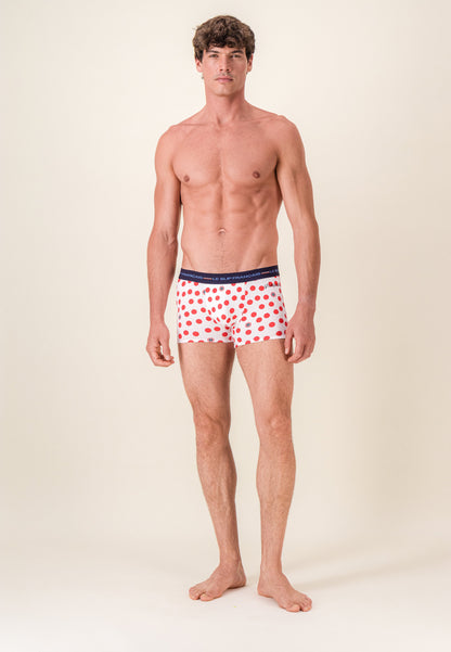 Lot de 2 boxers en coton - Boxers Marine Blanc Pois Rouge Brodé Grimpeur