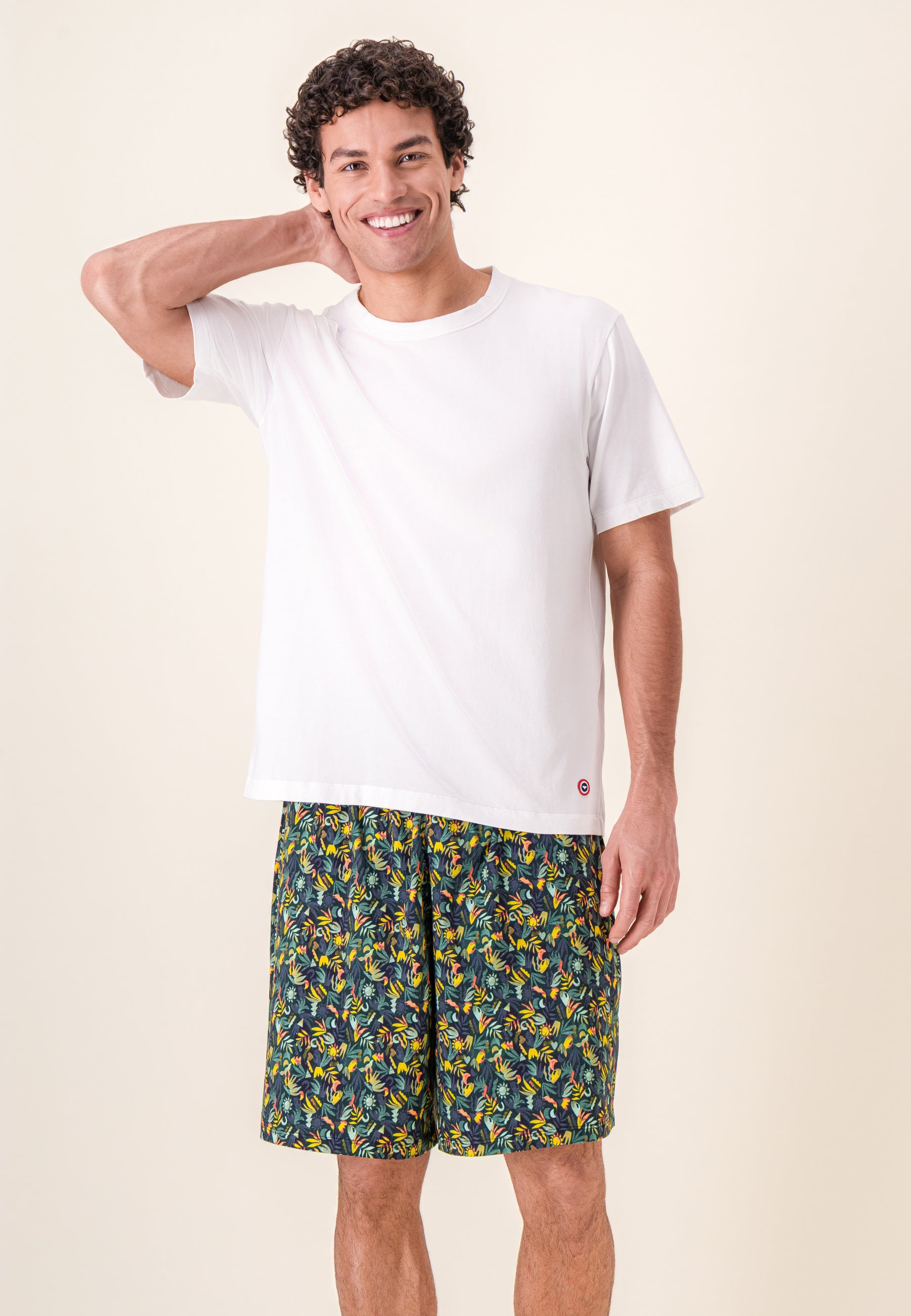 Ensemble pyjama haut et short en coton - Pyjama haut manches courtes Formidable Blanc et bas de pyjama Fredy Corbusier