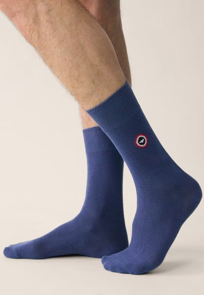 Lot de 10 chaussettes mi-hautes en coton - Chaussettes Marine Acier Blanc Noir Gris Anthracite Marinière Bleu Rayures Bleu Jean Brique