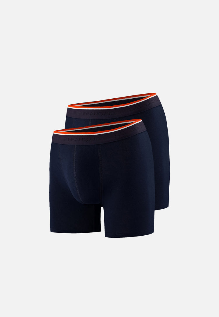 Lots de 2 boxers longs en coton - Boxers Marine - Le Slip Français - 1