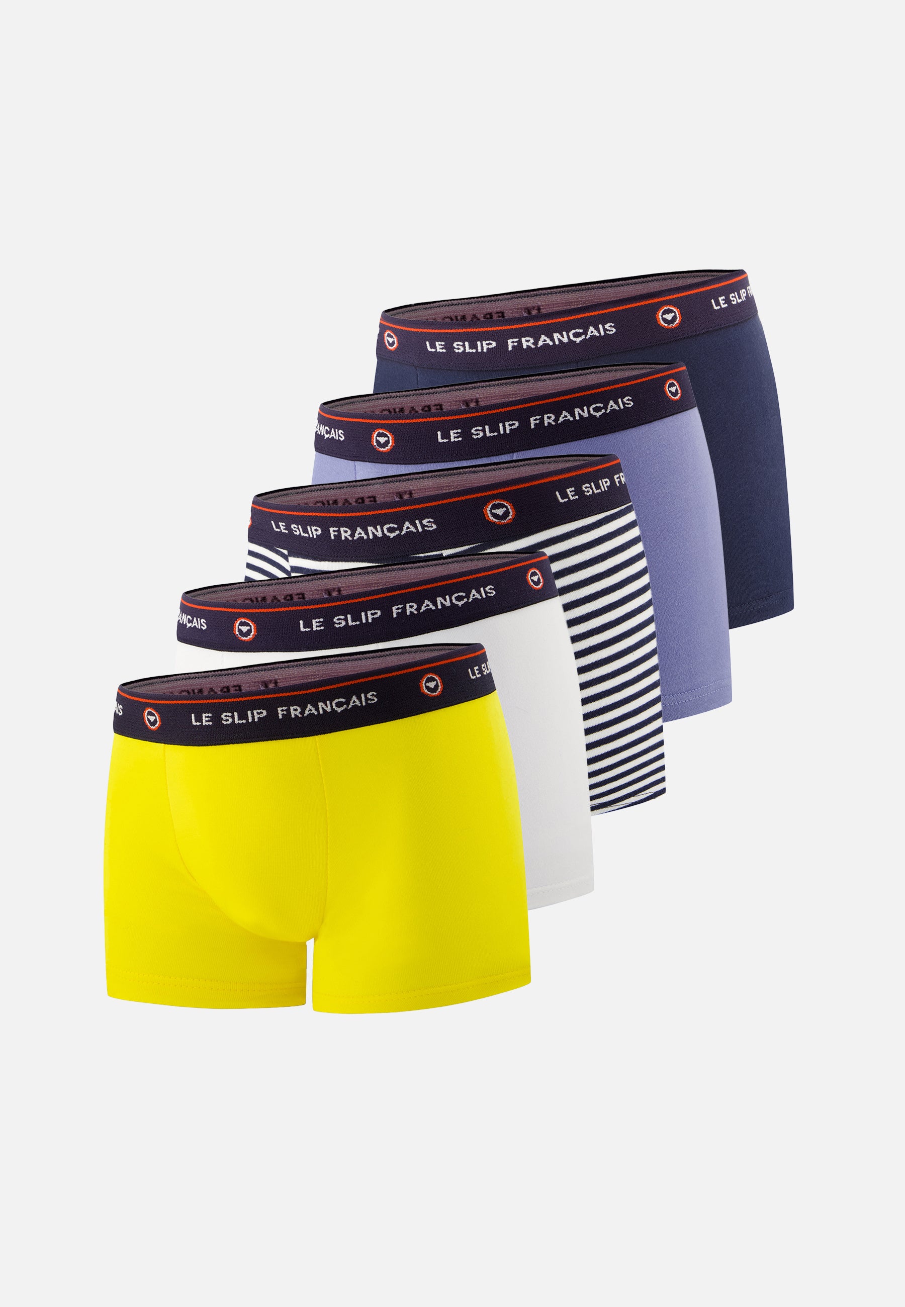Lot de 5 boxers enfant en coton - Boxers Marine Marinière Bleu Jean Blanc Tournesol