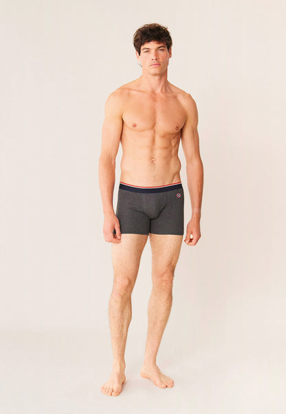 Boxer long gris foncé en coton - Michel Gris