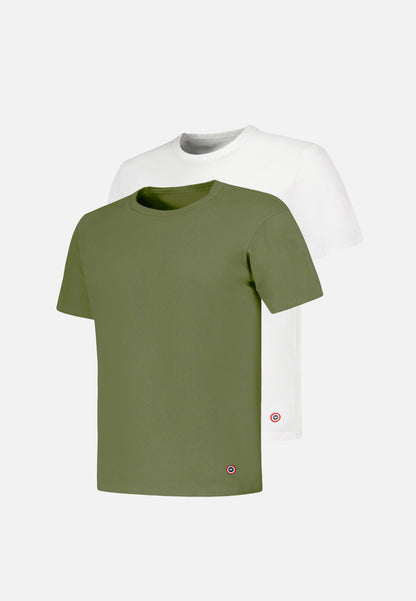 Lot de 2 t-shirts manches courtes en coton - T-shirts manches courtes Formidable Kaki Veronese Blanc