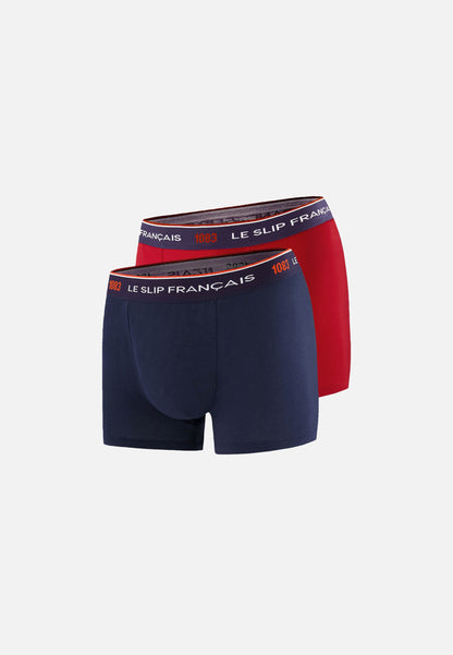 Lot de 2 boxers en coton bio - Boxers Marine Rouge - Collab 1083