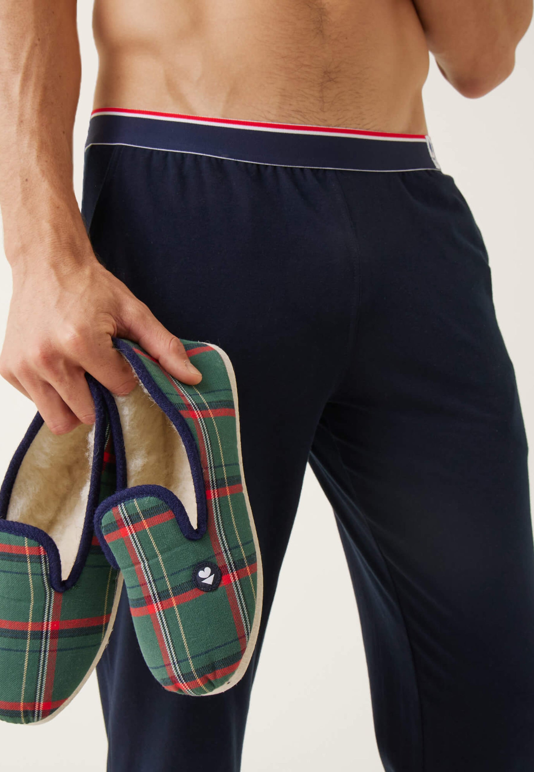 Chaussons d'intérieur en laine - Pantoufles Carreaux Vert