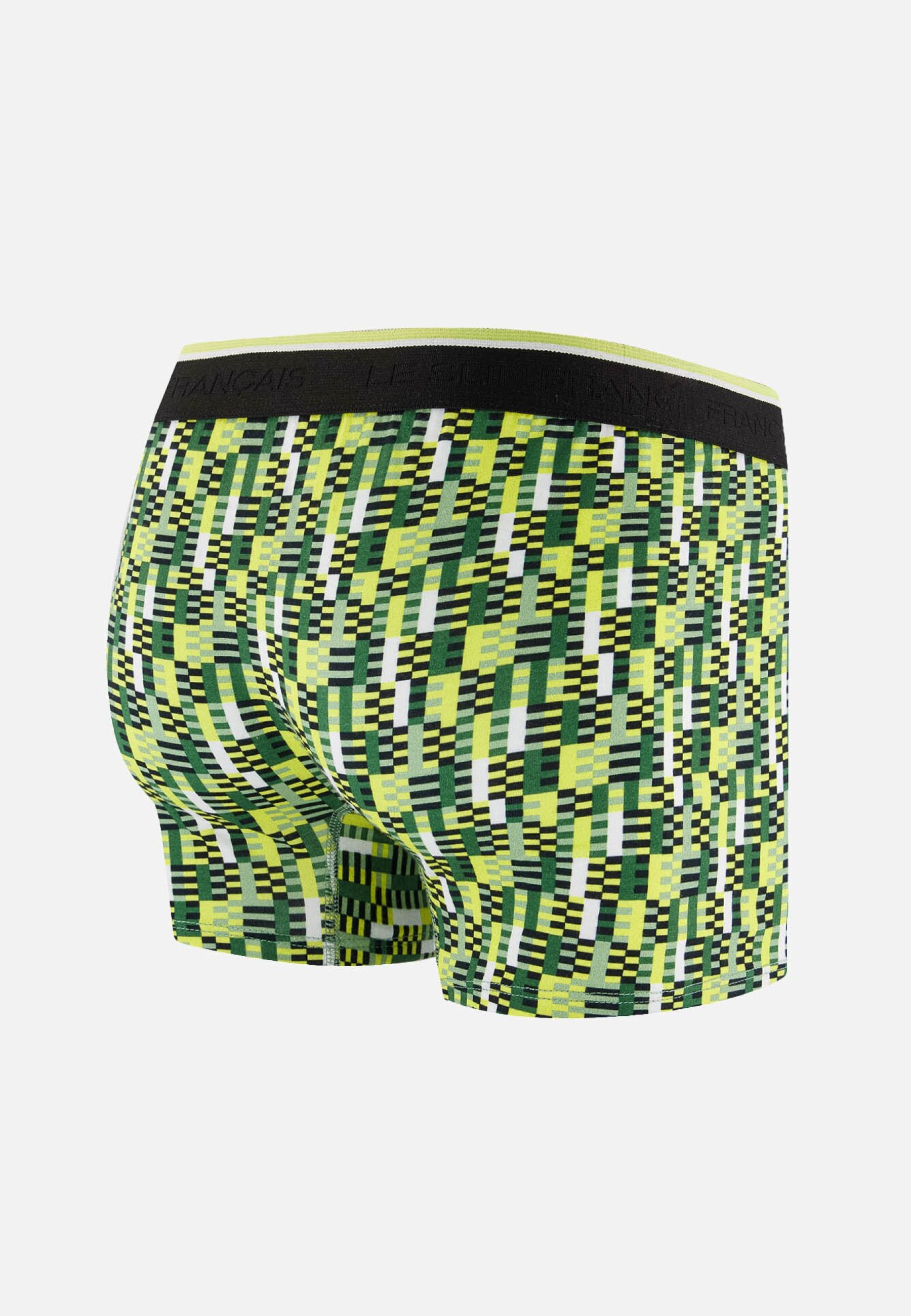 Boxer à motif entrelacés jaune anis en coton - Marius Entrelacés Jaune Anis