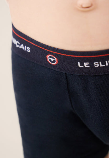 Lot de 3 boxers enfant en coton - Boxers Marine Blanc Marinière