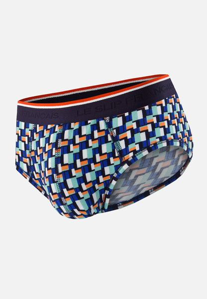 Green cotton briefs with a Corbusier pattern - Terrible Corbusier Azure Green