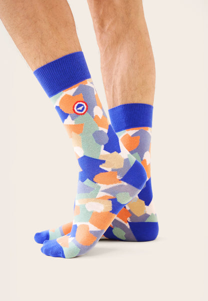 Blue confetti pattern mid-calf socks - Lucas Confetti Nautical Blue